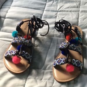 JustFab beaded lace up sandals size 9 NWOT